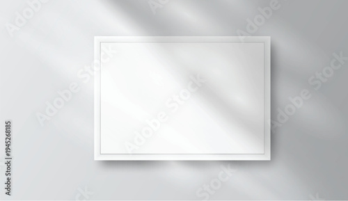 Realistic blank plastic frame photo mockup with natural shadow overlay on background. Clean modern presentation template ideal for artwork display, gallery posters, branding visuals and print previews