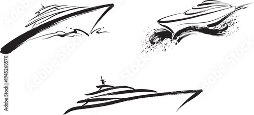 Set of yacht logo or icon