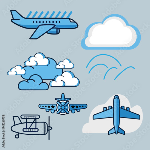 Airplane and cloud illustrations