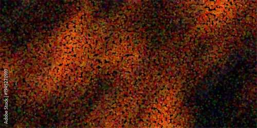 Fiery Orange and Red Stippled Texture with Dark Tones on Black Background for Dramatic Abstract Designs