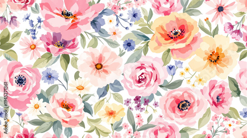 Airy pastel flowers surrounding a luminous center space for warm messages