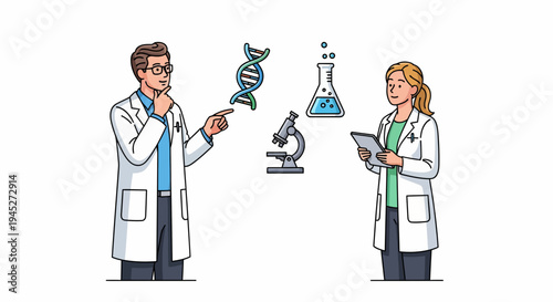 Scientists in a meeting for data analysis on business of genetic research