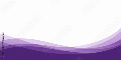 Abstract and minimalist design, featuring a series of undulating waves in various shades of purple, gracefully sweeping across the bottom third of the frame, with a simple, uncluttered aesthetic.