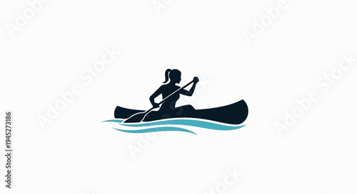 Silhouette of a person paddling a canoe on wavy water