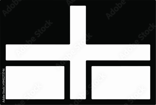 Simple black and white geometric design with a central cross intersecting horizontal bars