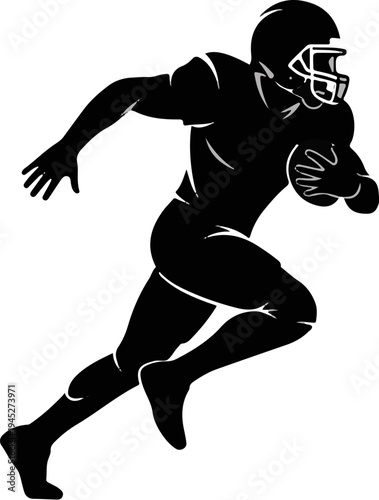 Silhouette of a football player running with the ball in a dynamic pose
