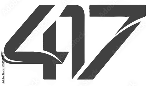Stylized dark gray number 417 with white accents on a white background