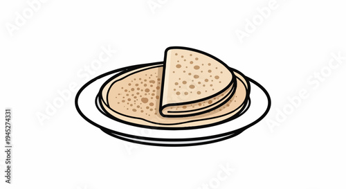 Simple illustration of a stack of crepes on a white plate