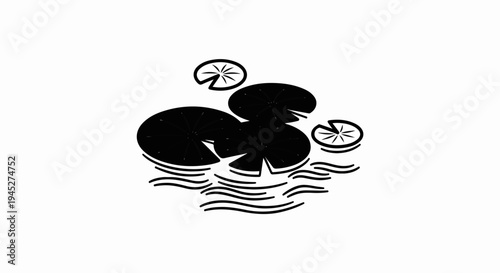 Stylized depiction of lily pads floating on rippling water