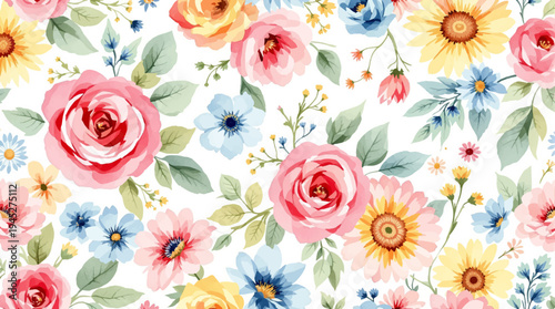 Beautiful Blossoms Growing Together In A Joyful Celebration Of Nature