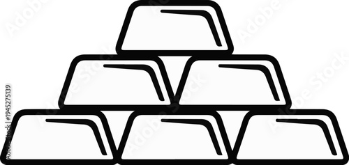 Stack of metallic ingots in a pyramid formation
