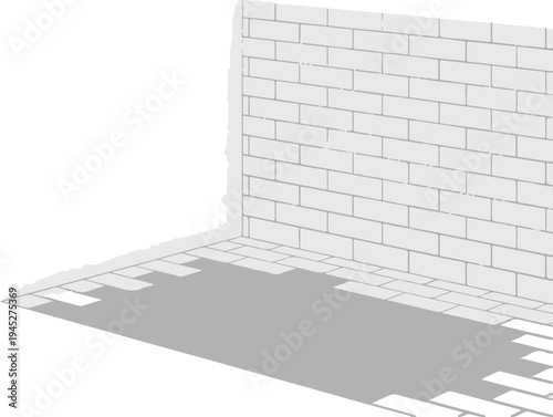 Stylized, minimalist depiction of a brick wall and floor junction