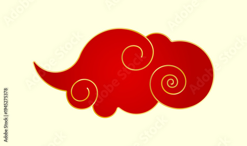 Red Gold traditional Chinese cloud. Luxury gradient element