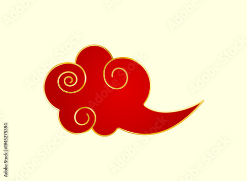 Red Gold traditional Chinese cloud. Luxury gradient element