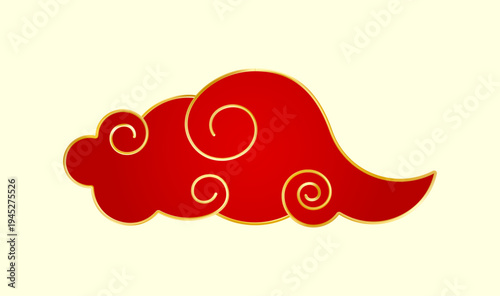 Red Gold traditional Chinese cloud. Luxury gradient element