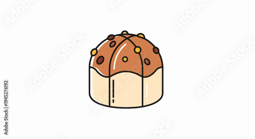 Stylized cartoon pastry with glaze and toppings