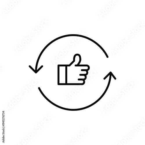 Like and renew arrows. Approval refresh and positive feedback. Pixel perfect, editable stroke vector icon