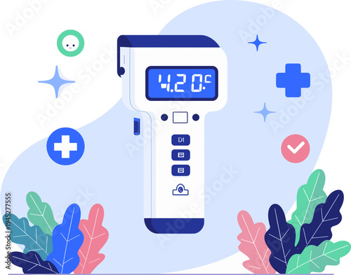 Digital Health Monitoring with Wearable Device and Mobile App, Smart Healthcare Tracking Illustration