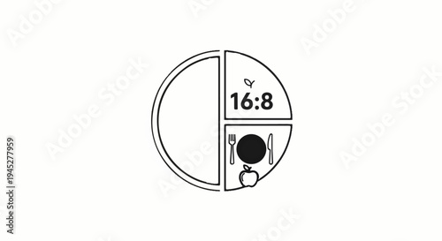 Pie chart illustrating intermittent fasting with a leaf symbol for 168 window