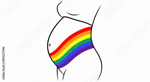 Pregnant belly with rainbow colors