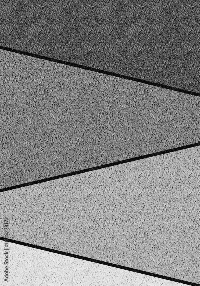Fototapeta premium Black and white abstract geometric plaster background on coarse-grained wall - image with copy space