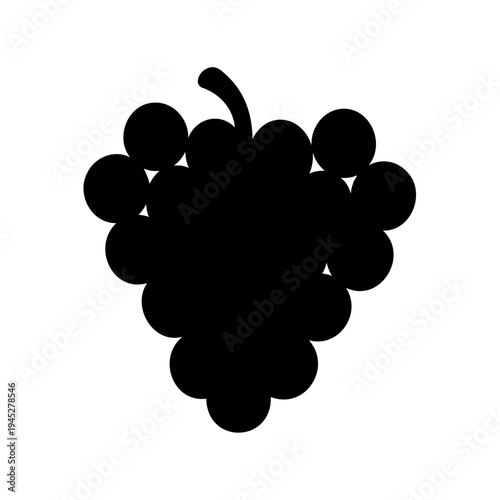 Abstract black silhouette of a cluster of grapes on a white background