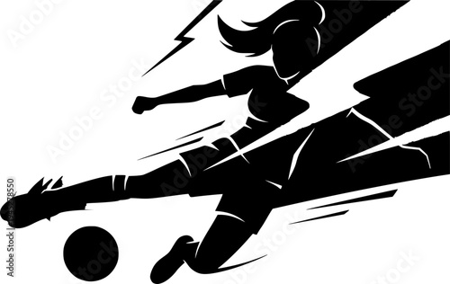 Dynamic Soccer Player Action Silhouette Set - Vector Athlete Kicking Football in Motion