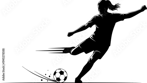 Dynamic Soccer Player Action Silhouette Set - Vector Athlete Kicking Football in Motion