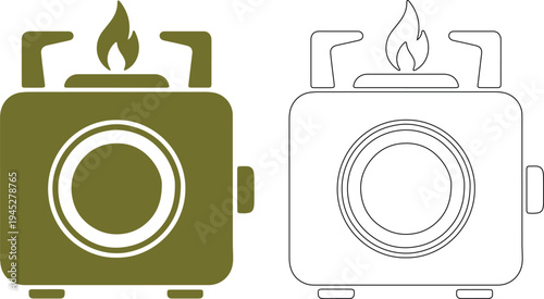Tiny portable burner silhouettes green