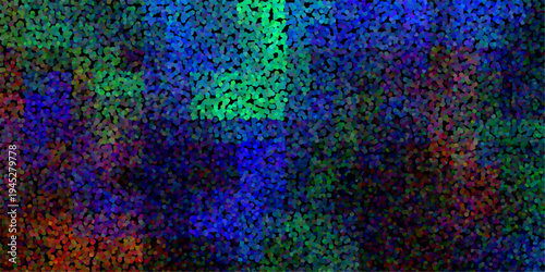 Abstract Pointillism Background Vibrant Blue Green Purple Orange Dots Textured Backdrop Dynamic Color Blend Digital Art