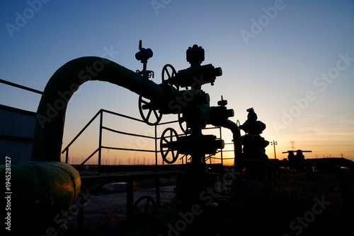 Oil pipeline valves in the oil and gas industry.