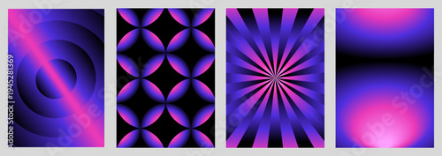 Vector illustration collection - trendy abstract creative minimalist prints and compositions with bright gradient colors - design templates for social media posts and stories, posters and banners