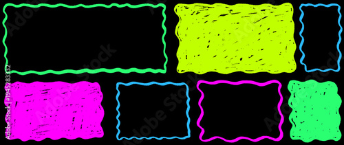 Bright shape and rectangle design a casual frame, organic and wavy motion with square, doodle border and crayon marks shape a playful shape and rectangle frame.