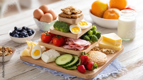 Healthy Eating Pyramid Children Poster Nutrition Education Pediatric Healthcare Design Illustration