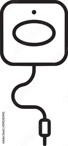 Myostimulation hardware device linear symbol for body correction beauty therapy wellness treatment isolated vector graphic illustration