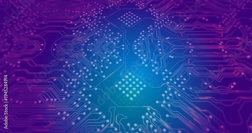 Glowing hexagonal pad cluster radiating cyan core light in abstract digital art, conductive traces