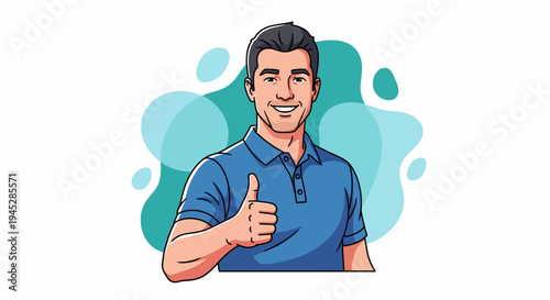 Healthcare Professional Thumbs-Up Approval Friendly Abstract Cartoon Illustration with Medical Positivity