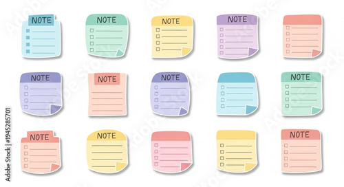 Collection of colorful sticky notes for reminders and to do lists.