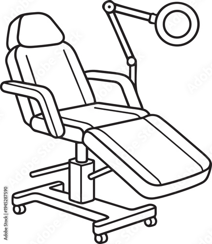 Beauty parlor cosmetic chair linear symbol for wellness treatment and healthcare isolated vector graphic illustration logo