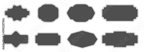 Vintage label set, elegant art deco frame, banner. Classic tags for handmade branding and rustic packaging. Sale sticker, certificate retro emblem 