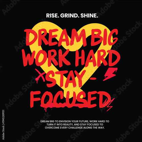 Motivational Quote Heart Graphic with Bold Red Text on Black Background