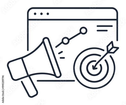 Targeted marketing megaphone graphic element