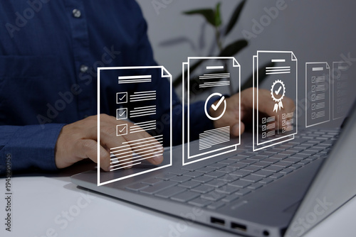 Business checking and review audit documents, focusing the financial audit and budget audit, regulatory compliance, and internal audit strategies for accurate business management