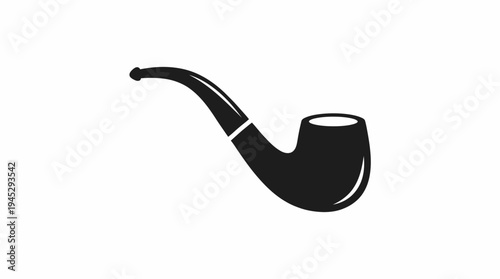 Classic smoking pipe silhouette with curved stem and rounded bowl, vintage design symbolizing tradition, culture, and iconic representation in art, tobacco, and timeless aesthetics.