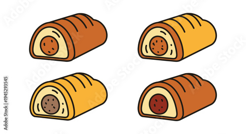 Sausage Roll Line art vector minimal abstract color design