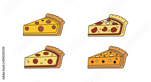 Quiche Line art vector set flat modern abstract