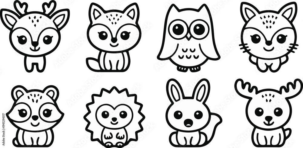 Fototapeta premium Woodland animal flashcard set for preschool