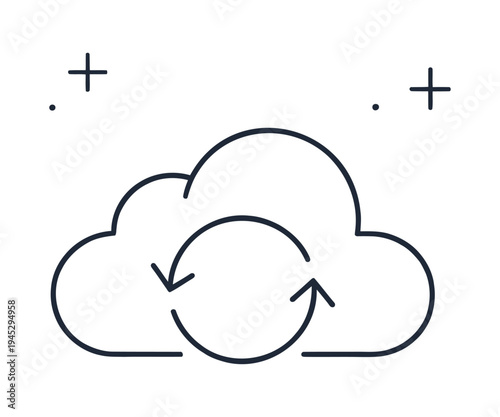 Cloud computing sync data exchange icon