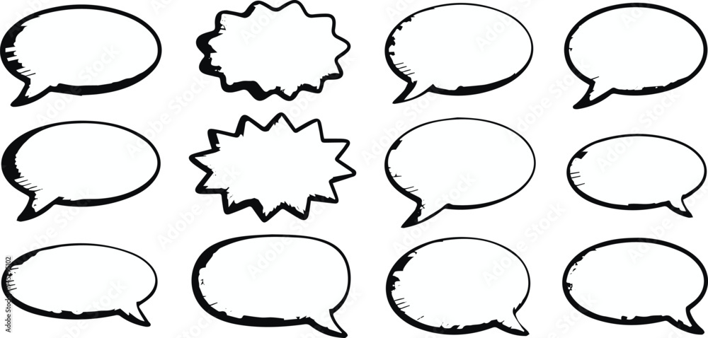 Fototapeta premium Speech bubble sticker and icon set