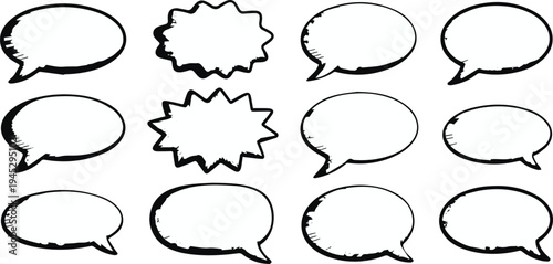 Speech bubble sticker and icon set